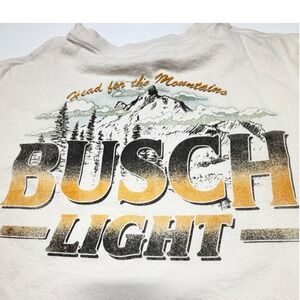 American Eagle Busch Light Graphic Tee Men's Large Beige Head for the Mountains